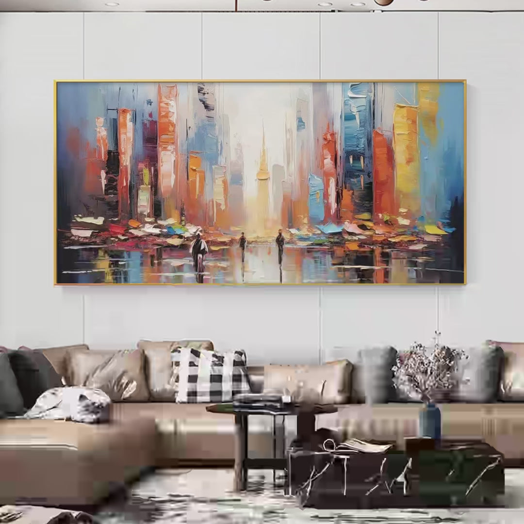 CITY MARKET: Colorful Cityscape Painting - Image 4