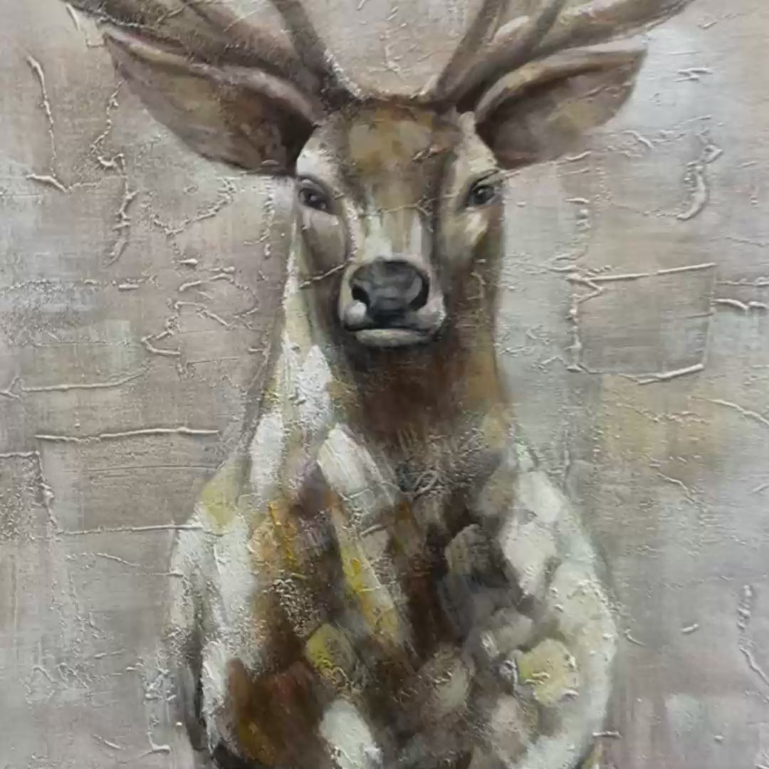 MAJESTIC STAG: Textured Stag Painting, Vertical Wall Art - Image 3