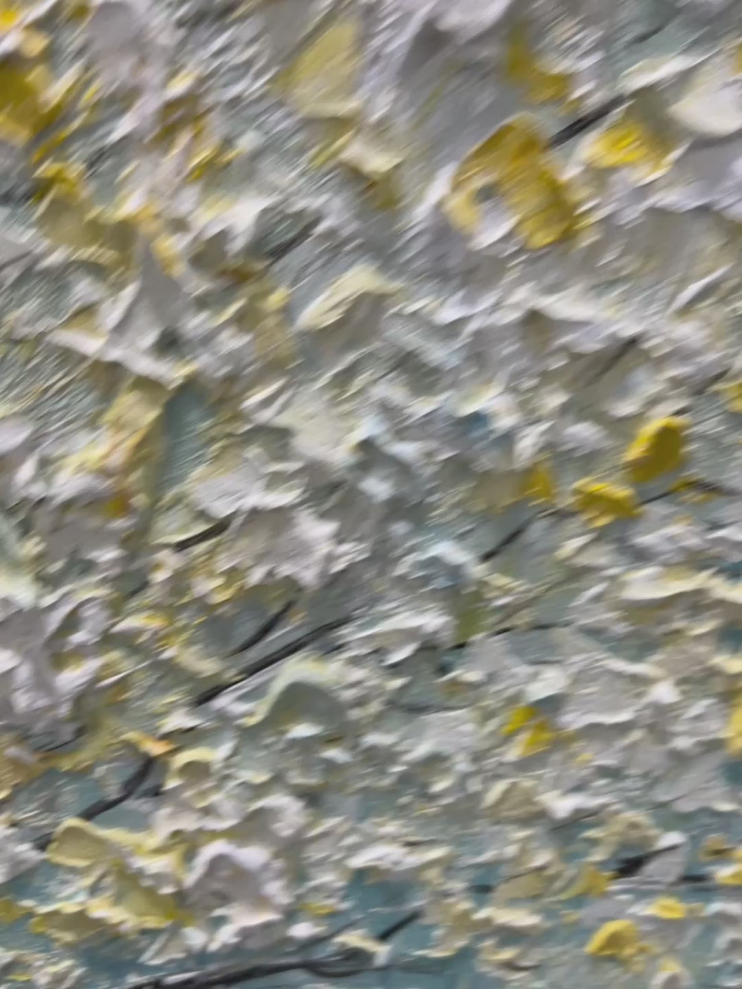 GOLDEN BLOOM: Textured Impasto Tree Painting in White and Gold - Image 4