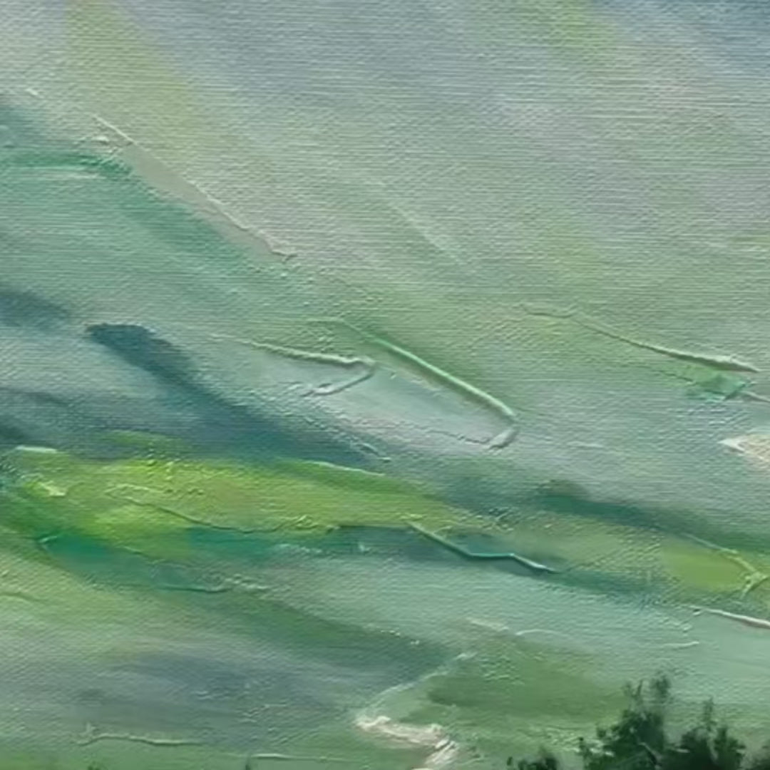 VERDANT VALLEY VISTA: Textured Abstract Landscape Oil Painting - Image 4