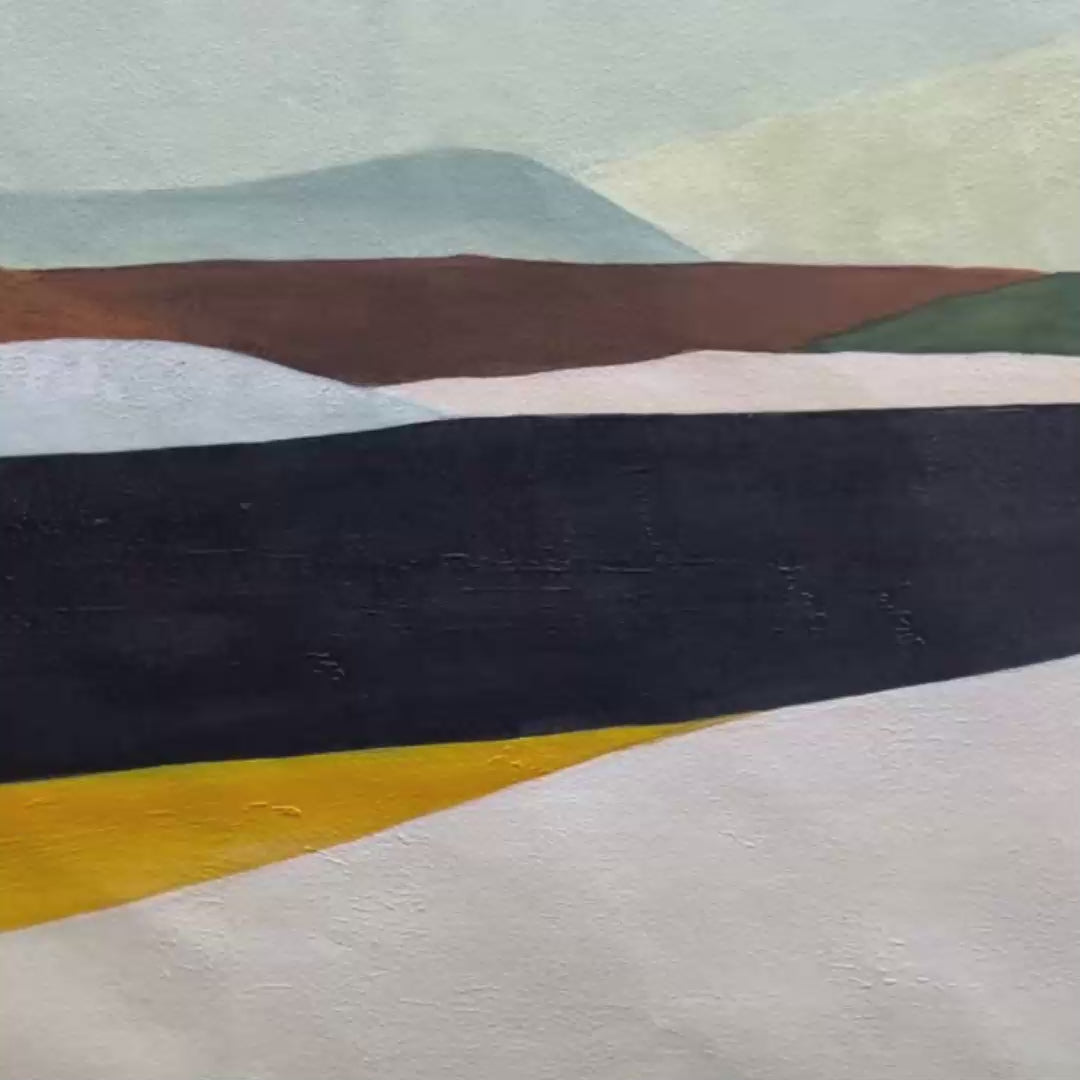 SOLITARY FIGURE IN MINIMALIST LANDSCAPE: Serene Landscape Painting, Horizontal Wall Art - Image 3
