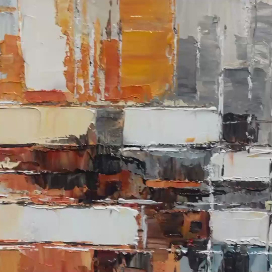 URBAN ABSTRACT: Beige Abstract Painting, Modern Wall Art, Textured Canvas, Vertical Artwork - Image 3