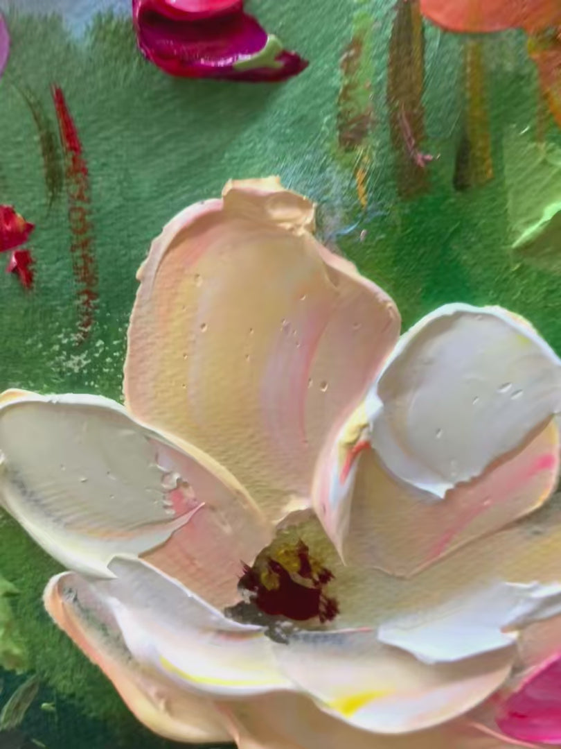 SUMMER MEADOW DANCE: Textured Impasto Floral Oil Painting - Image 3