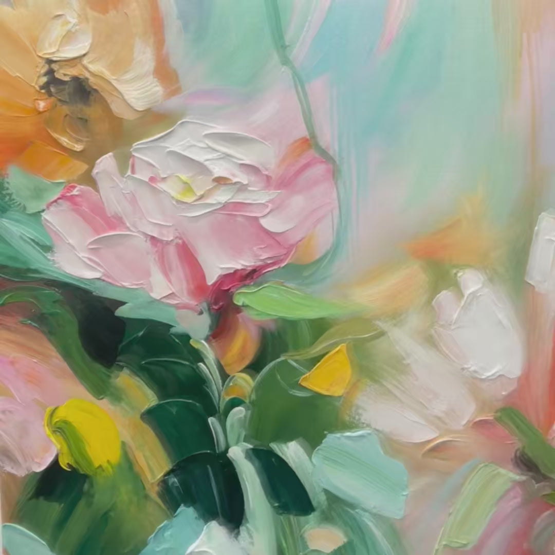 BLOOMING ROMANCE: Impressionistic Floral Oil Painting - Image 3