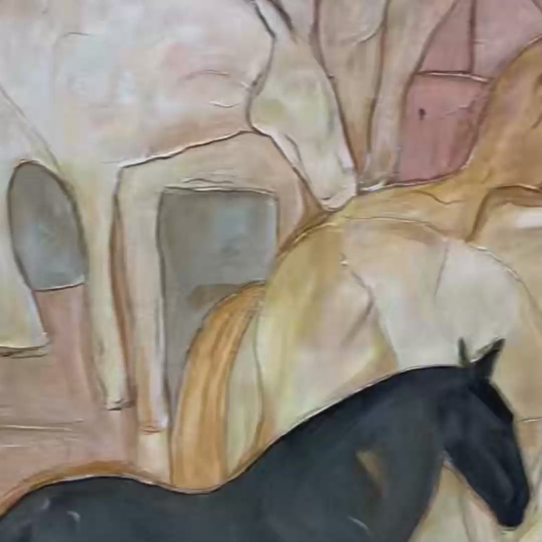 HERD WHISPERS: Figurative Textured Horse Painting - Image 3