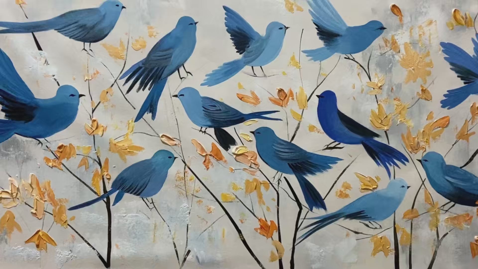 AZURE FLIGHT: Blue Birds Painting Minimalist Nature Wall Art - Image 4