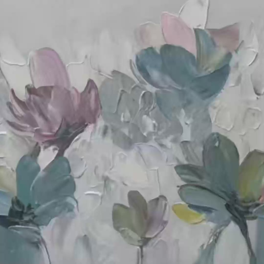 PASTEL DREAM: Textured Floral Painting, Pastel Flower Wall Art, Panoramic Canvas, Impressionist Decor - Image 3