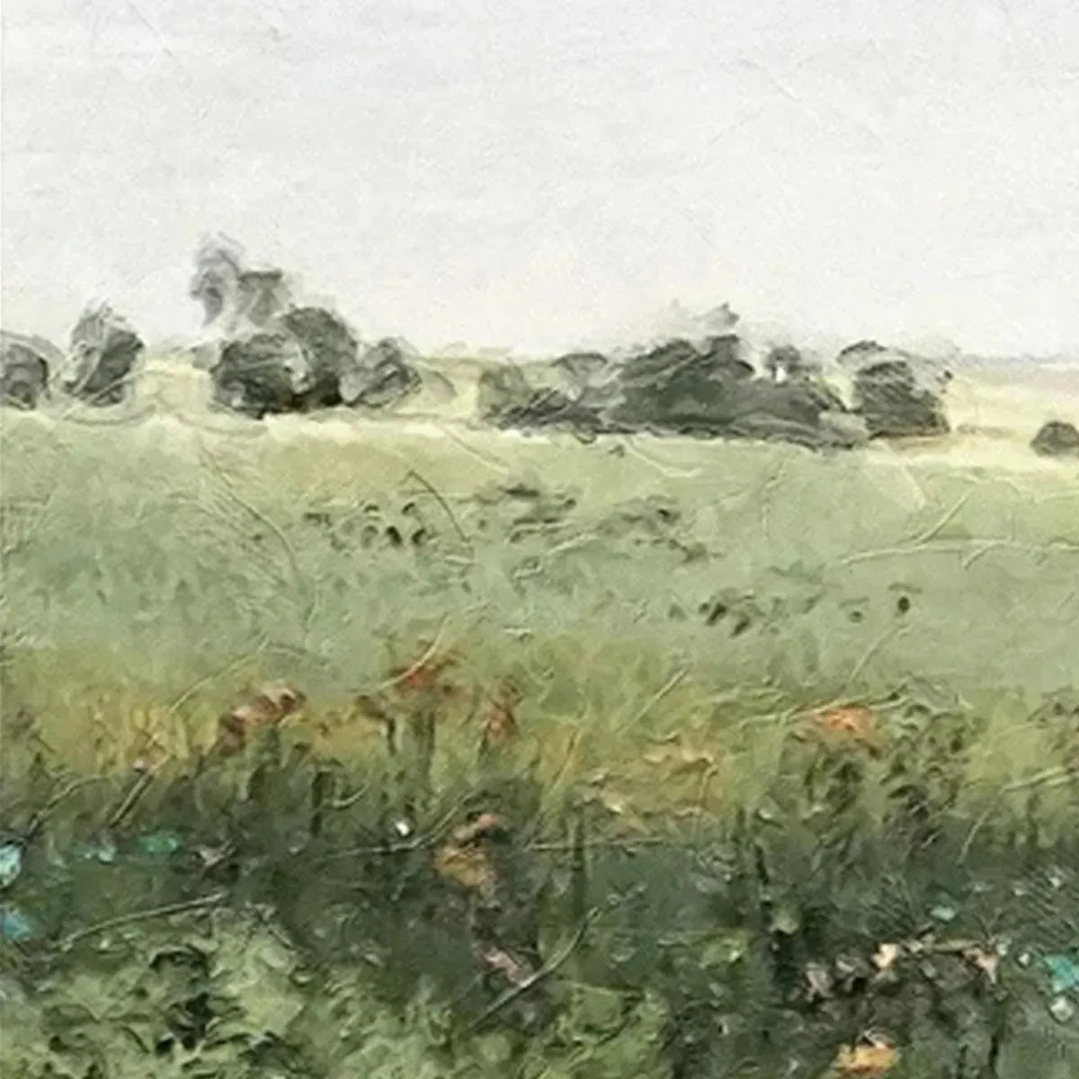 GREEN FIELD TRIPTYCH: Minimalist Landscape Painting Set of 3 - Image 3