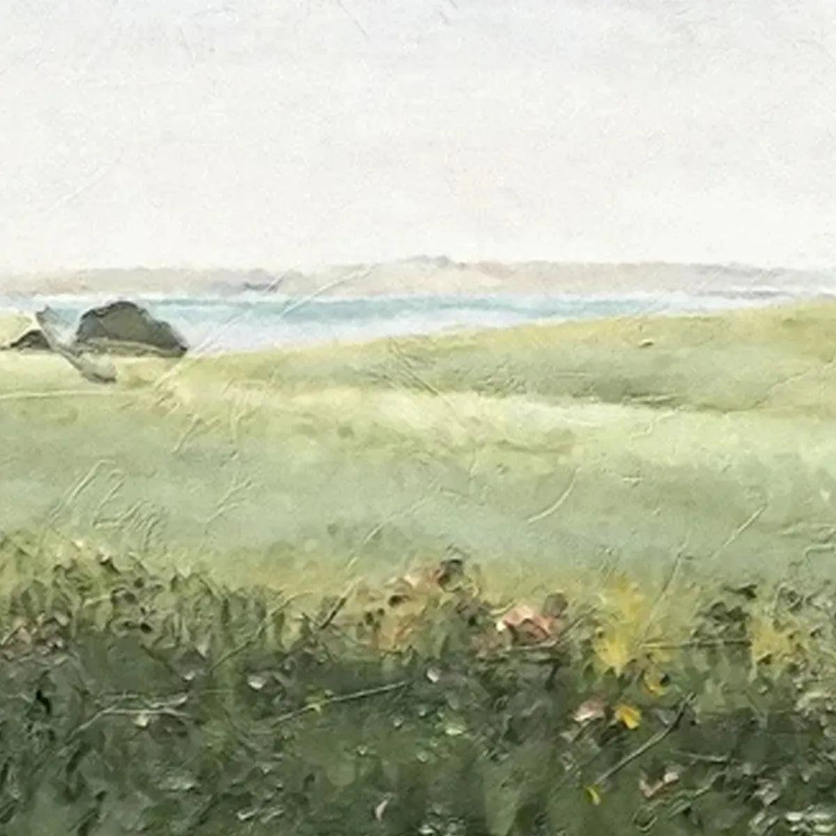 GREEN FIELD TRIPTYCH: Minimalist Landscape Painting Set of 3 - Image 5