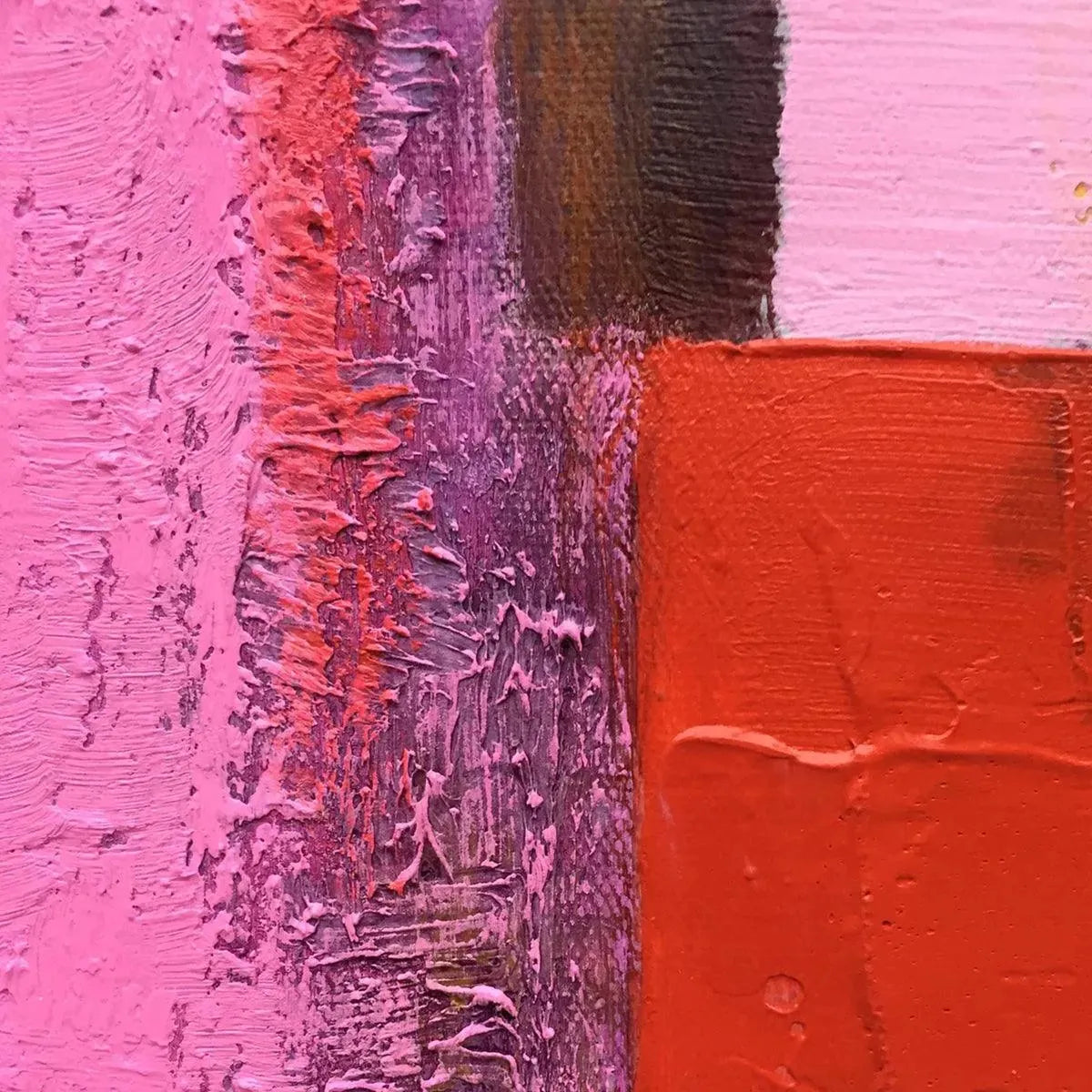 PINK AND GREEN URBAN ABSTRACT: Colorful Abstract City Painting, Square Wall Art - Image 4