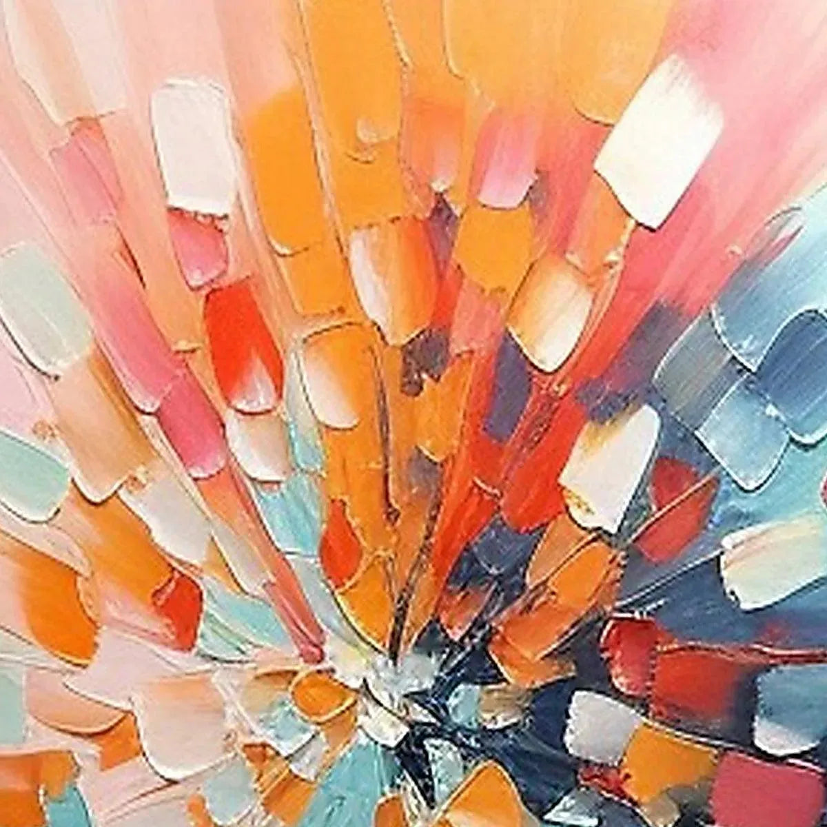 RADIANT BURST: Textured Abstract Impasto Painting, Vertical Wall Art - Image 5