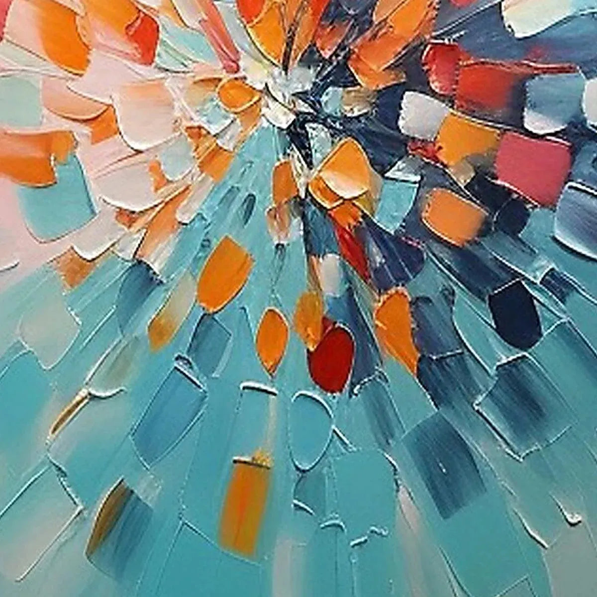 RADIANT BURST: Textured Abstract Impasto Painting, Vertical Wall Art - Image 3