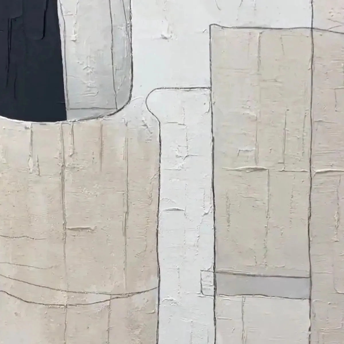 NEUTRAL ABSTRACT: Minimalist Abstract Painting in Beige and Black - Image 6
