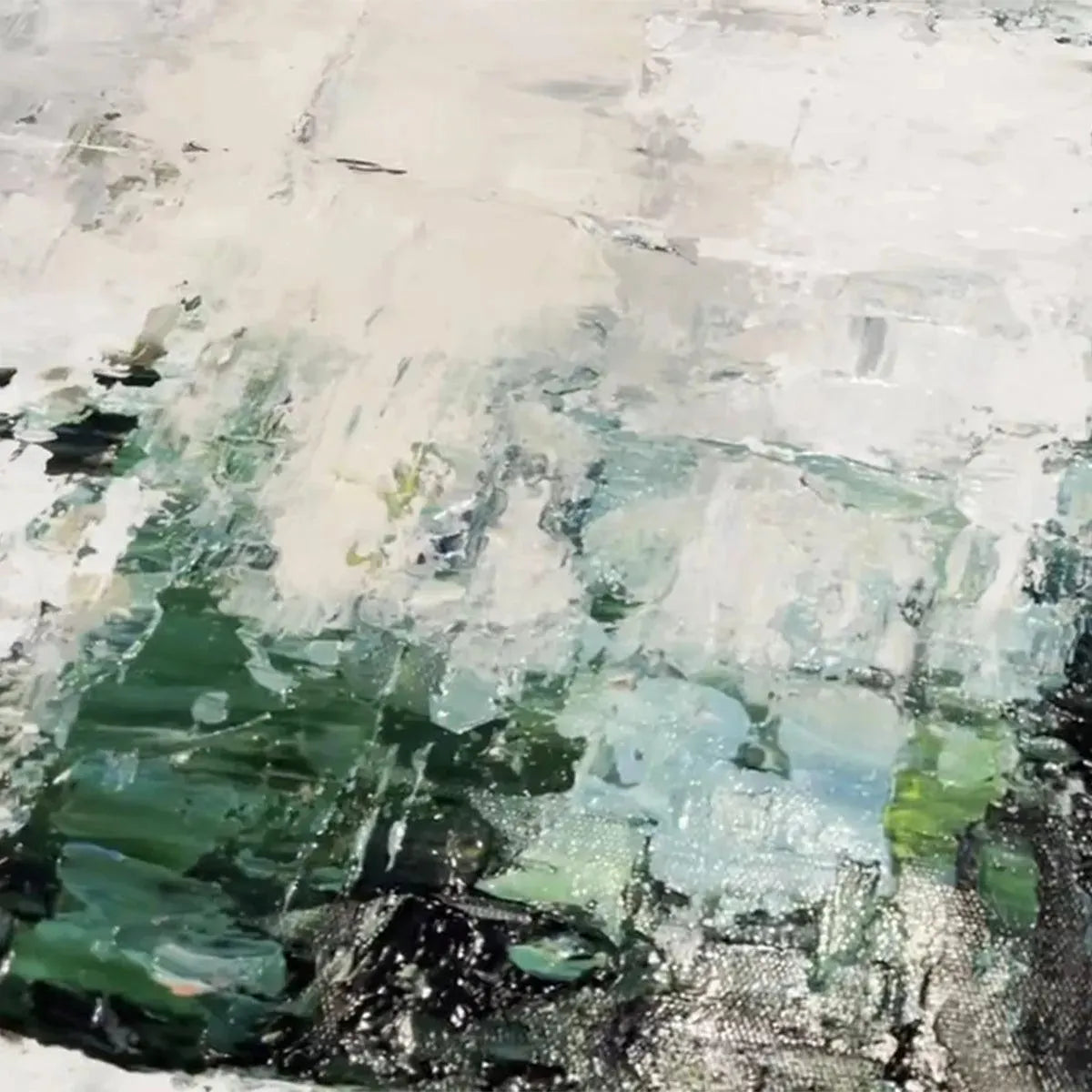 TEXTURED GREEN ABSTRACT: Impasto Abstract Painting, Vertical Wall Art - Image 8