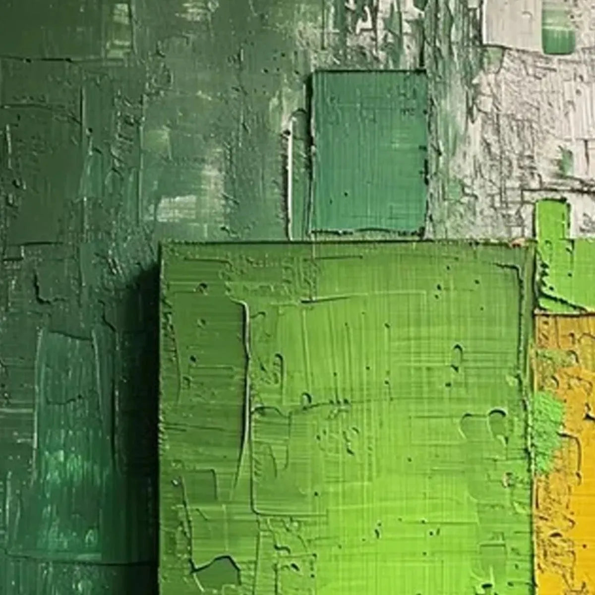 GREEN AND YELLOW TEXTURED BLOCKS: Impasto Abstract Painting, Vertical Wall Art - Image 8