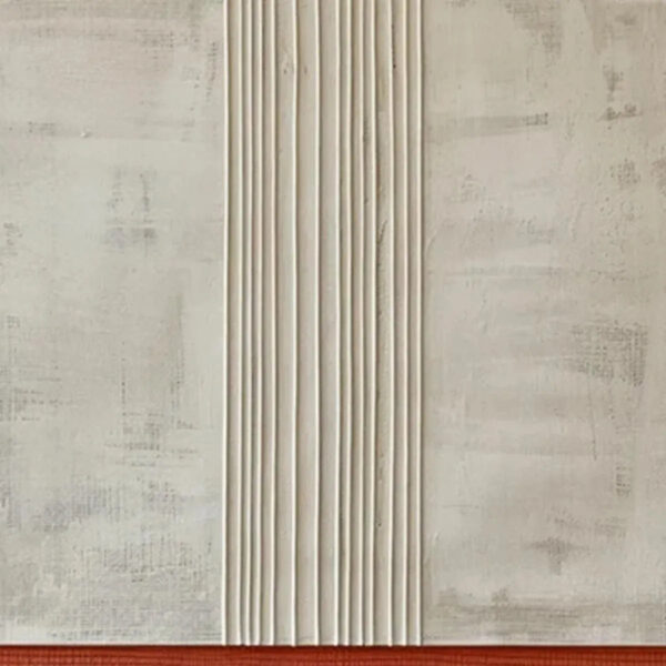 TEXTURED MINIMALIST LANDSCAPE: Terracotta and Beige Abstract Painting, Vertical Wall Art