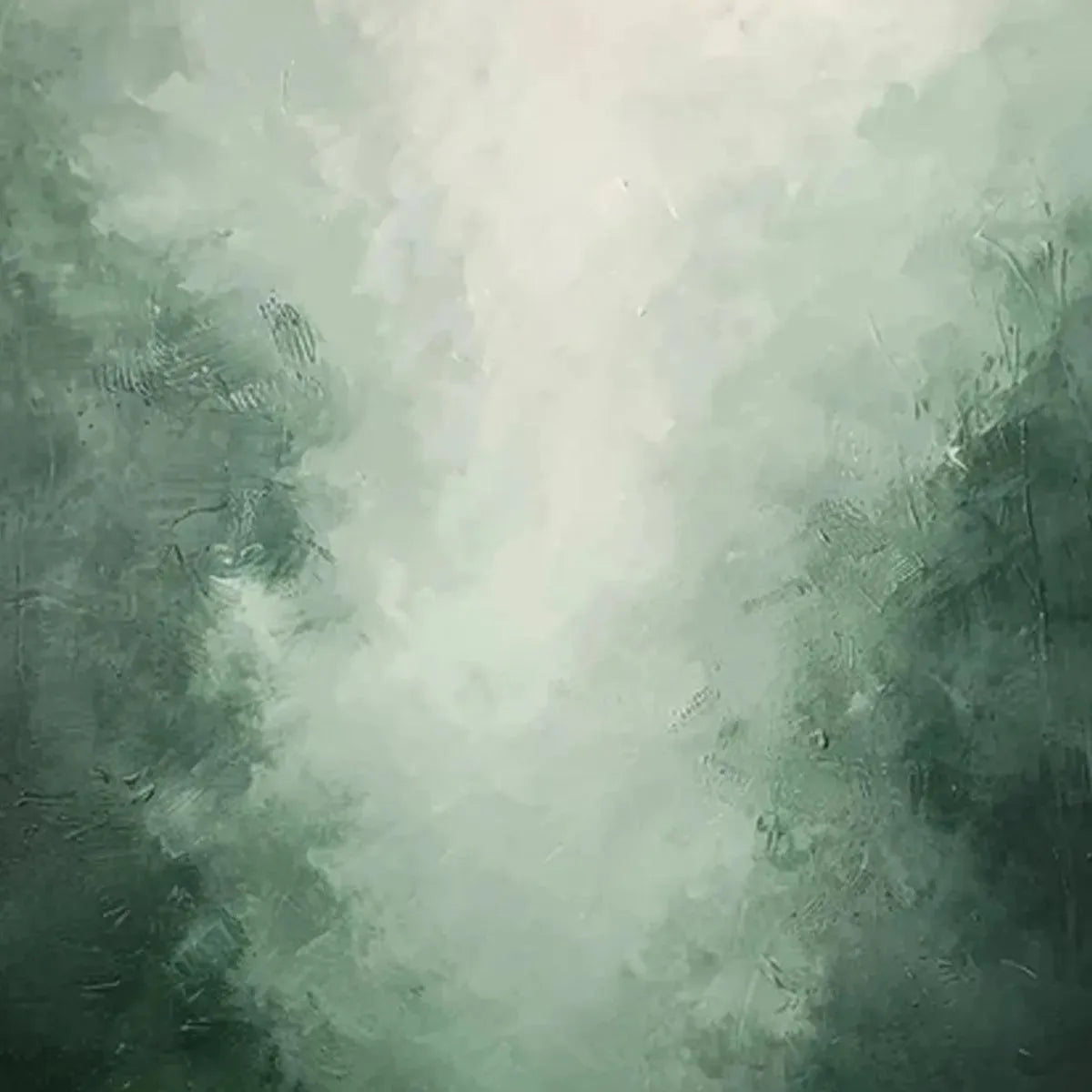 MISTY GREEN FOREST: Atmospheric Forest Landscape Painting, Vertical Wall Art - Image 3
