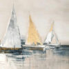 GOLDEN SAILBOATS: Textured Seascape Painting, Horizontal Wall Art