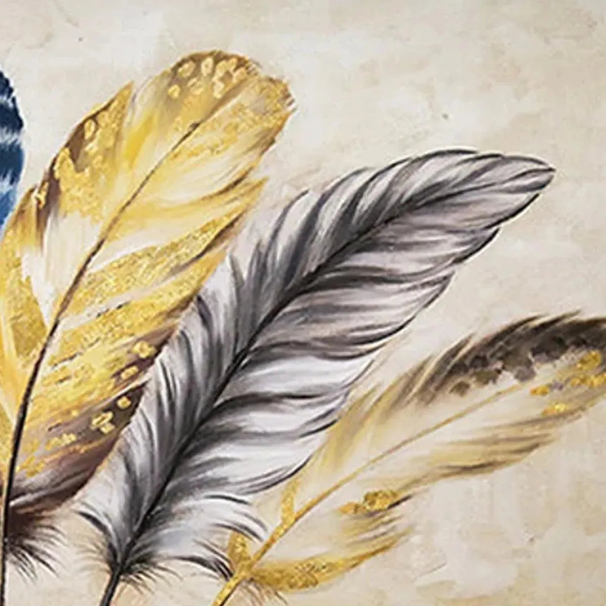 GOLDEN FEATHERS: Elegant Feather Painting, Horizontal Wall Art - Image 5