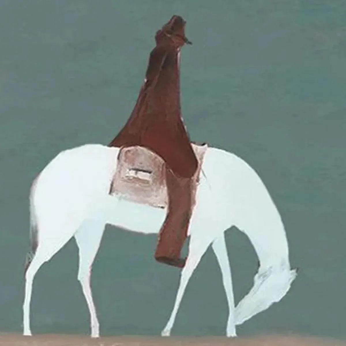SOLITARY RIDER: Minimalist Horse and Rider Painting, Panoramic Wall Art - Image 9