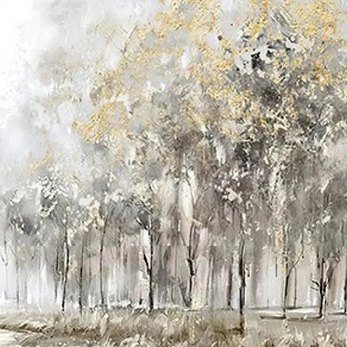 GOLDEN FOREST PATH: Textured Forest Landscape Painting, Panoramic Wall Art - Image 3