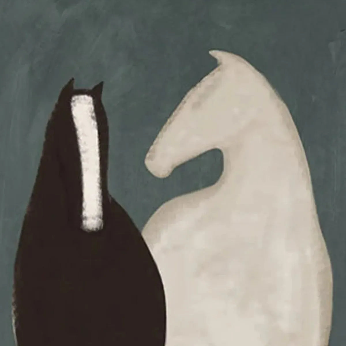 TWO HORSES: Minimalist Horse Painting, Vertical Wall Art - Image 3