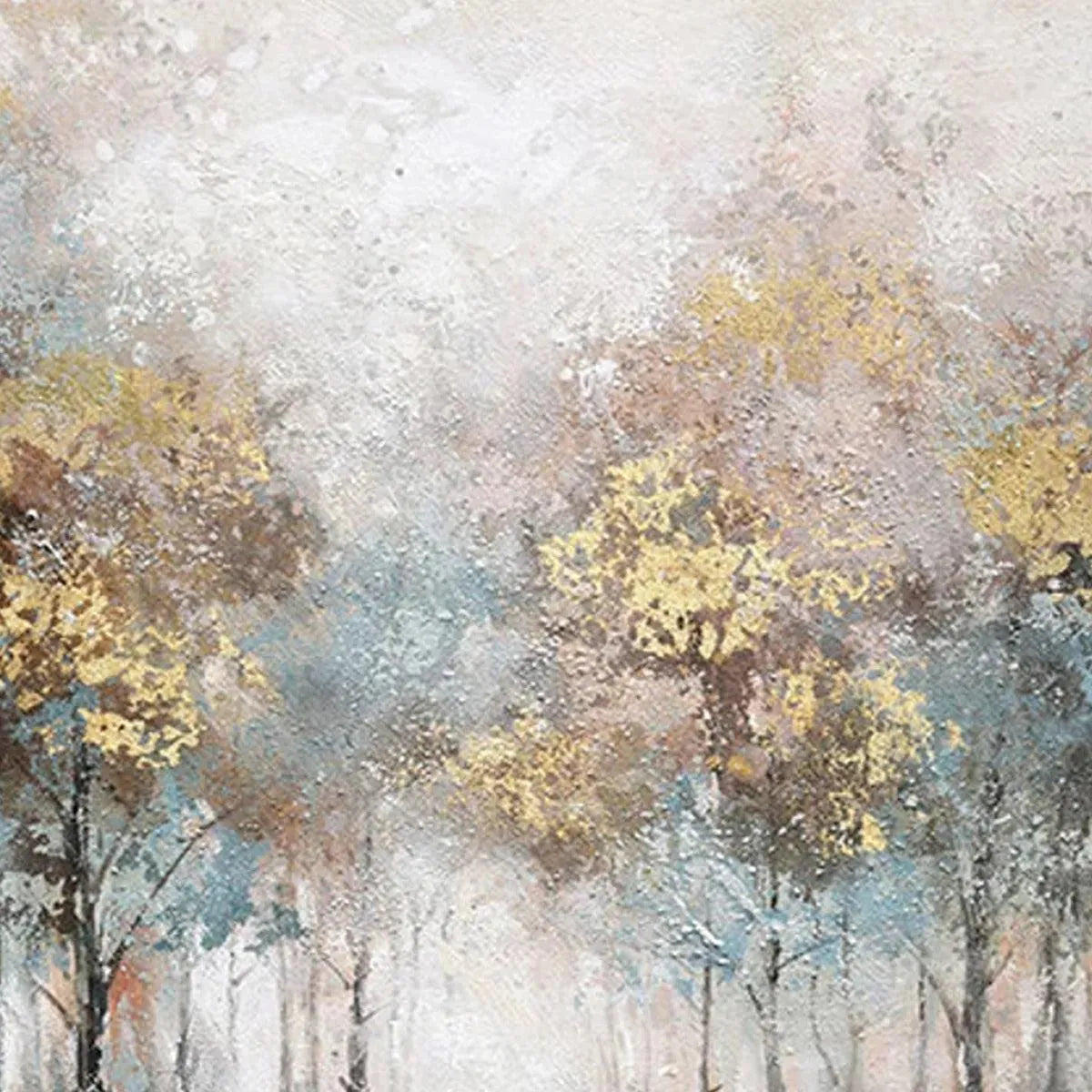 GOLDEN FOREST PATH: Textured Forest Landscape Painting, Vertical Wall Art - Image 3