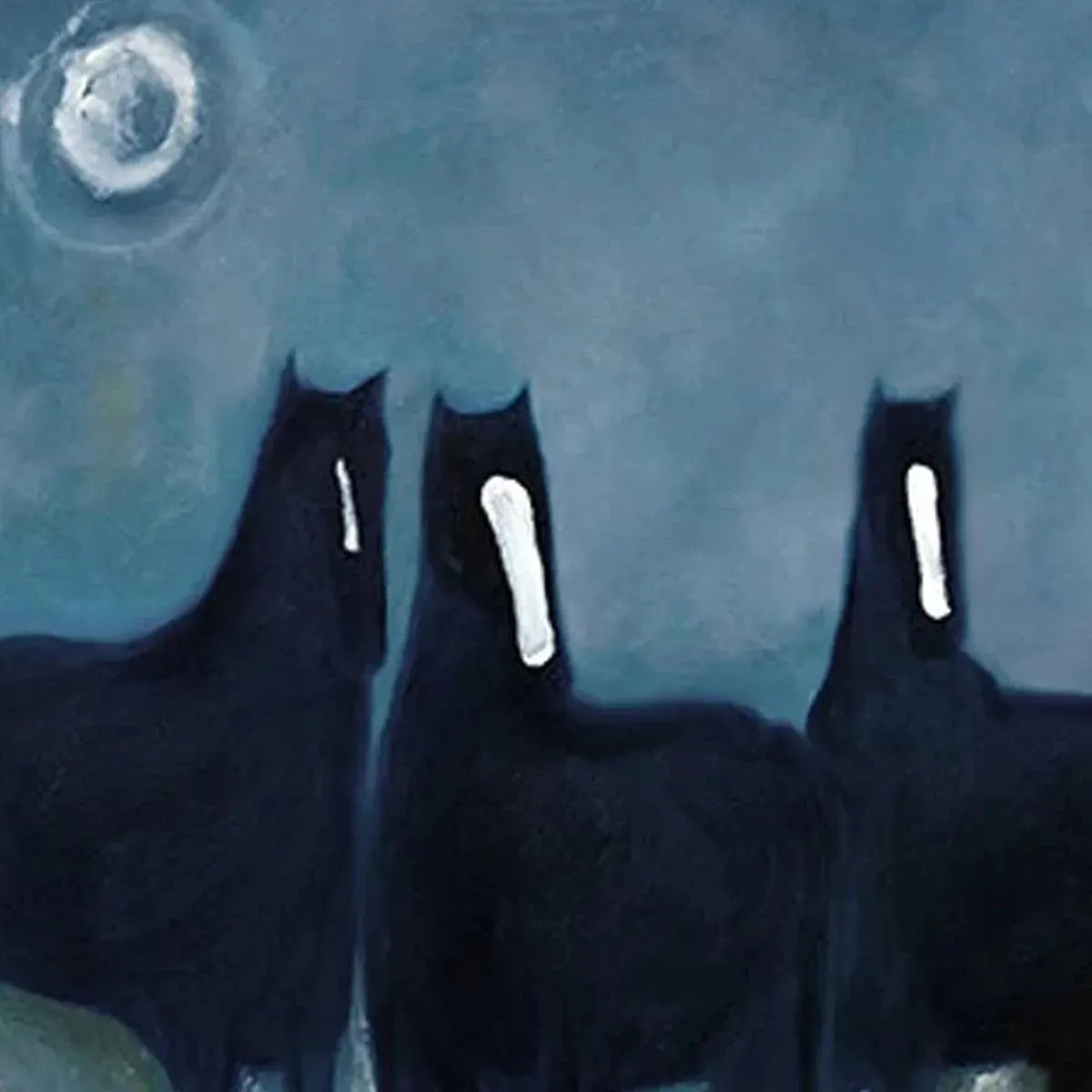 THREE HORSES AT NIGHT: Minimalist Horse Painting, Vertical Wall Art - Image 3
