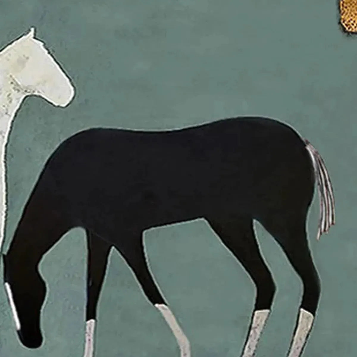 THREE HORSES UNDER THE MOON: Minimalist Horse Painting, Panoramic Wall Art - Image 5