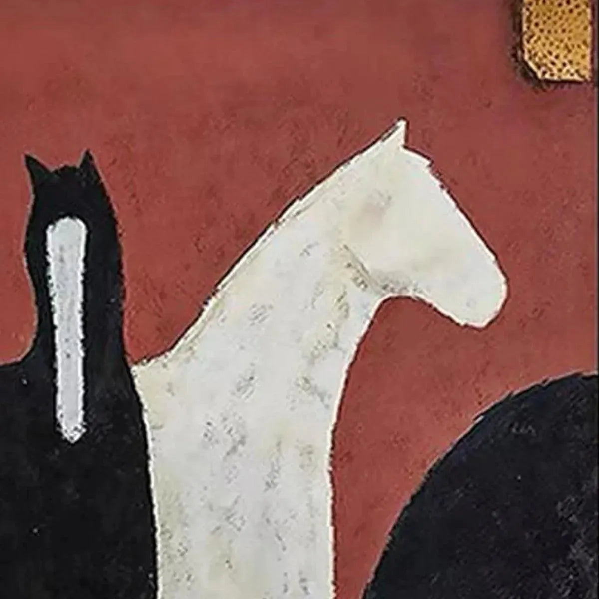 THREE HORSES ON RED: Minimalist Horse Painting, Vertical Wall Art - Image 8