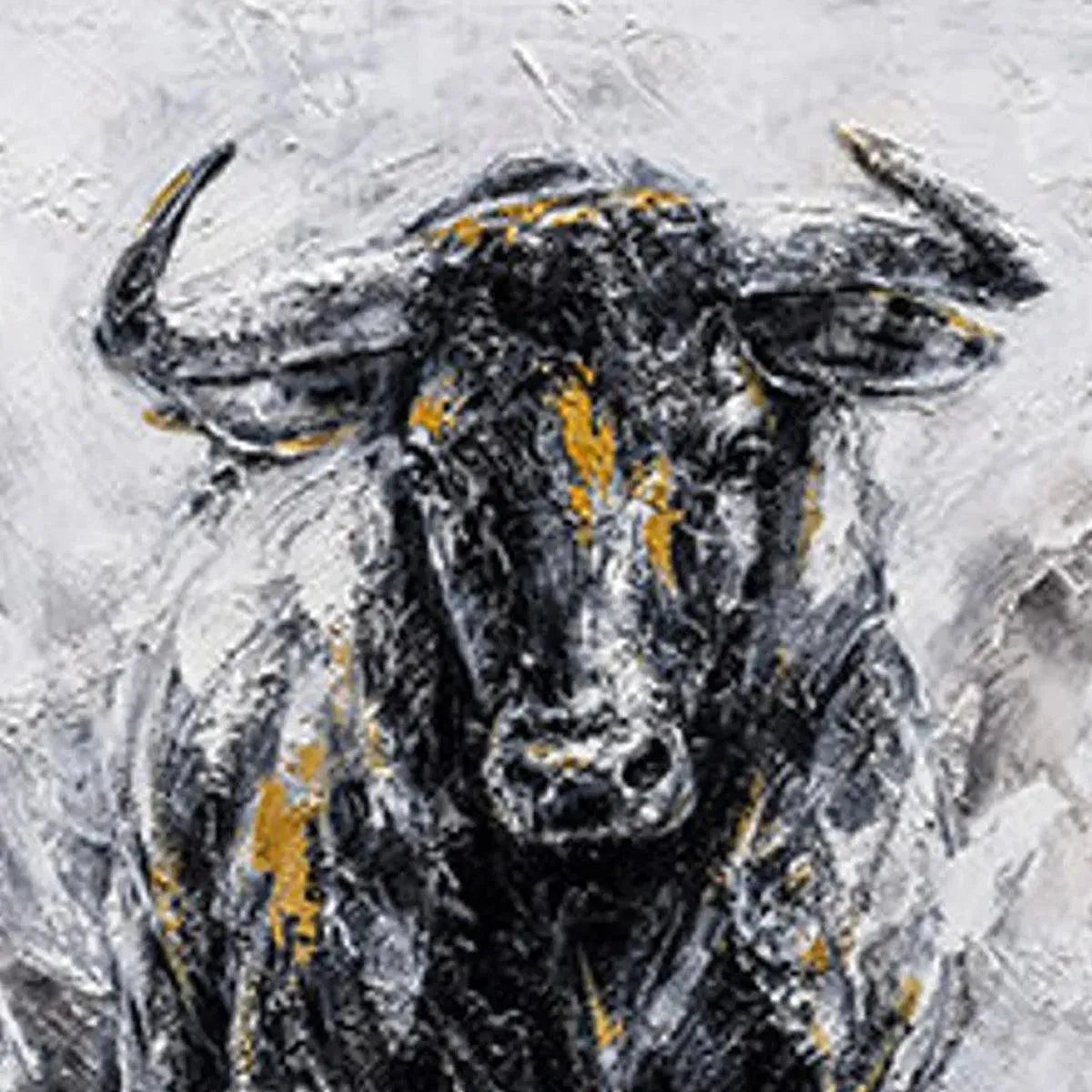 CHARGING BULL: Textured Bull Painting, Vertical Wall Art - Image 3