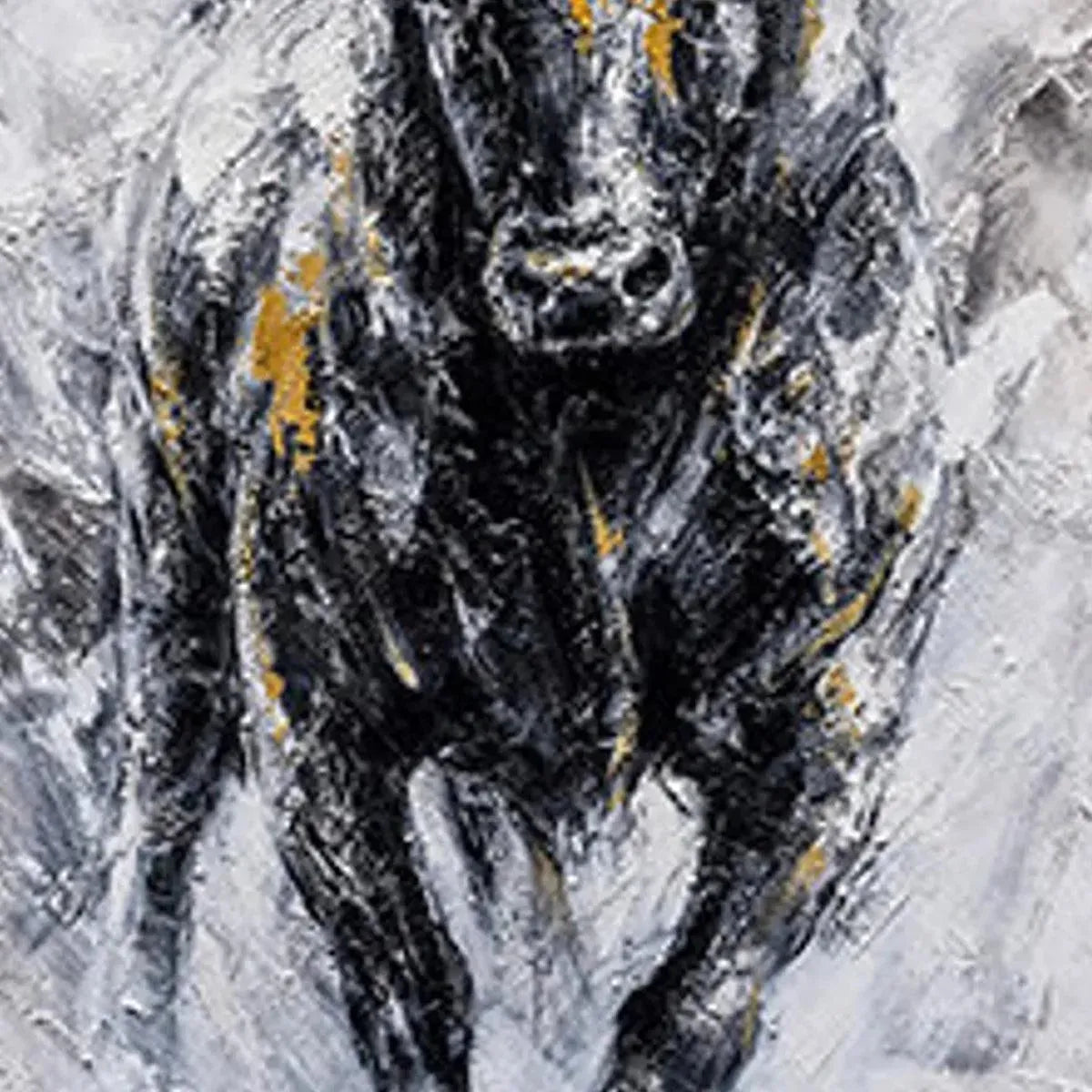 CHARGING BULL: Textured Bull Painting, Vertical Wall Art - Image 7