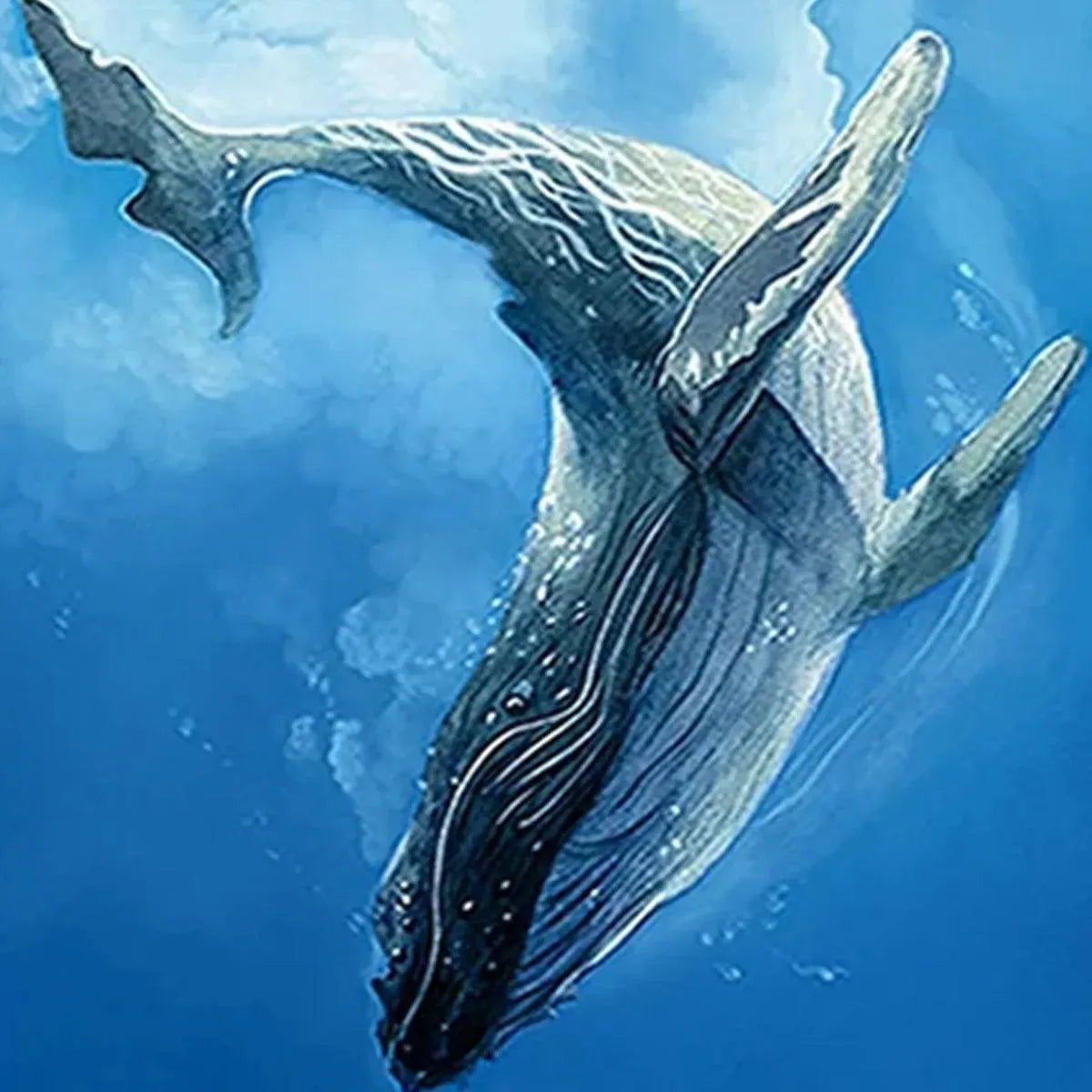 WHALE ENCOUNTER: Majestic Whale and Diver Painting, Vertical Wall Art - Image 4