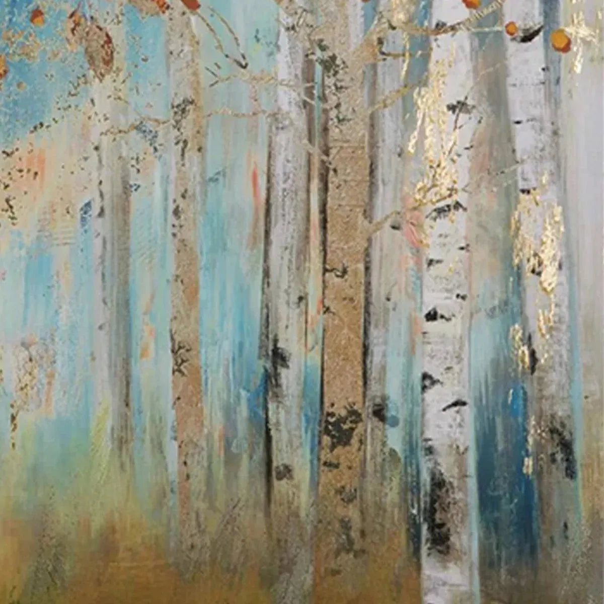 GOLDEN AUTUMN FOREST: Textured Autumn Forest Painting, Square Wall Art - Image 4