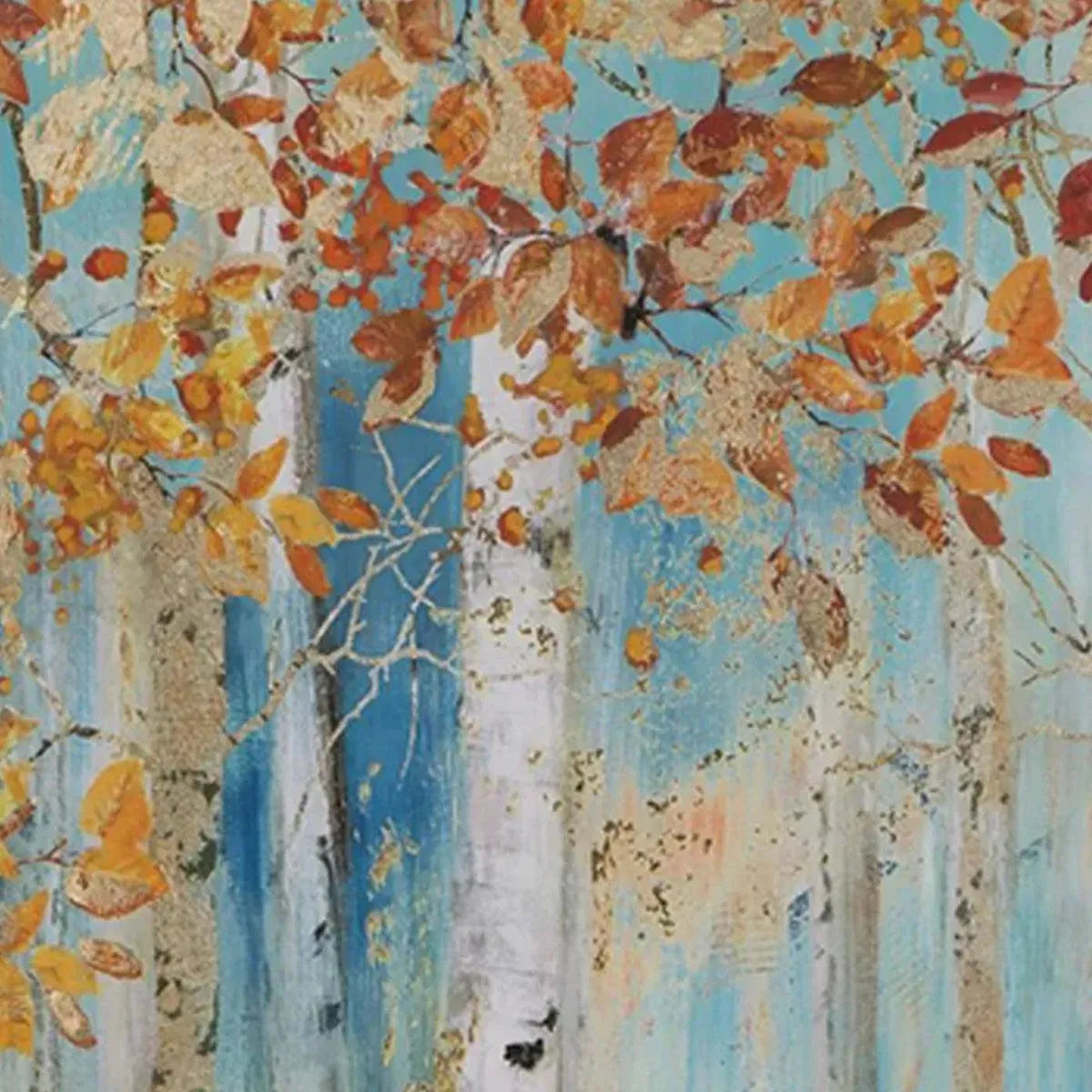 GOLDEN AUTUMN FOREST: Textured Autumn Forest Painting, Square Wall Art - Image 7