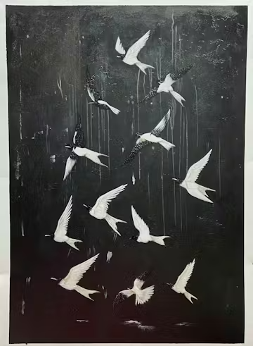 ASCENSION: Beaded Birds on Textured Canvas photo review