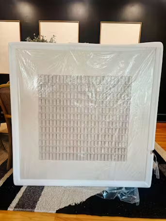 BEIGE GRID: Minimalist Textured Painting in Beige photo review
