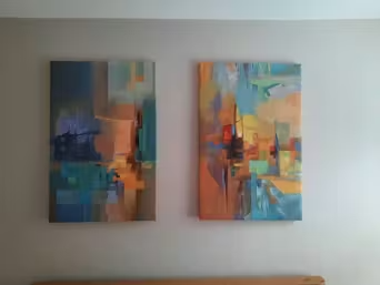 ABSTRACT SEASCAPE TRIPTYCH: Impasto Seascape Painting Set of 3 photo review