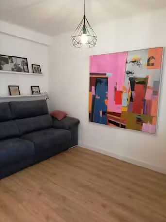 ABSTRACT URBAN SCENE: Colorful Abstract City Painting, Square Wall Art photo review