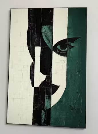 FRAGMENTED GAZE: Textured Abstract Portrait Painting photo review