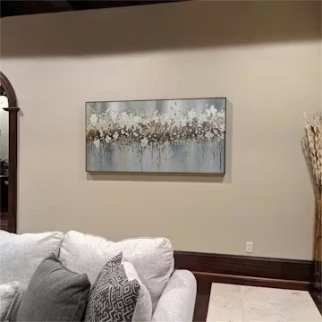 GOLDEN DRIFT: White and Gold Floral Abstract Painting for Living Room photo review