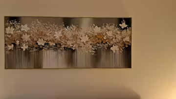 GOLDEN DRIFT: White and Gold Floral Abstract Painting for Living Room photo review