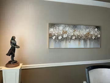 GOLDEN DRIFT: White and Gold Floral Abstract Painting for Living Room photo review
