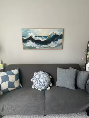 GOLDEN TIDE: Textured Impasto Ocean Wave Oil Painting photo review