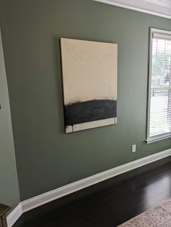 MINIMALIST EARTHSCAPE: Neutral Abstract Landscape Painting, Vertical Wall Art photo review
