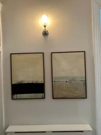 MINIMALIST EARTHSCAPE: Neutral Abstract Landscape Painting, Vertical Wall Art photo review