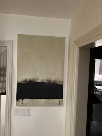 MINIMALIST EARTHSCAPE: Neutral Abstract Landscape Painting, Vertical Wall Art photo review