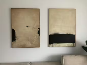 MINIMALIST EARTHSCAPE: Neutral Abstract Landscape Painting, Vertical Wall Art photo review