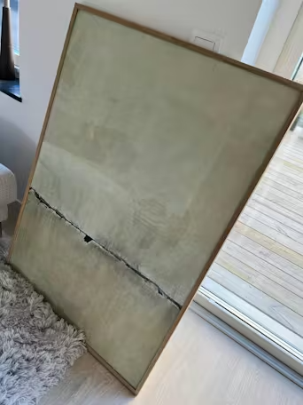 MINIMALIST EARTHSCAPE: Neutral Abstract Landscape Painting, Vertical Wall Art photo review