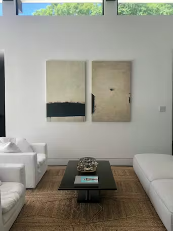 MINIMALIST EARTHSCAPE: Neutral Abstract Landscape Painting, Vertical Wall Art photo review